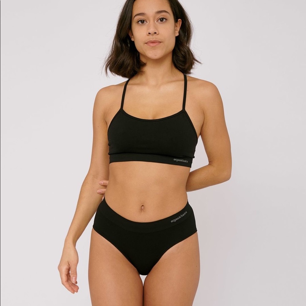 Set: Organic Basics Silver Tech Active Sports Bra and Hipster Briefs NIB